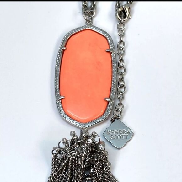 Designer Kendra Scott Silver-Tone Rayne Tassel Pendant Necklace - Picture 4 of 4